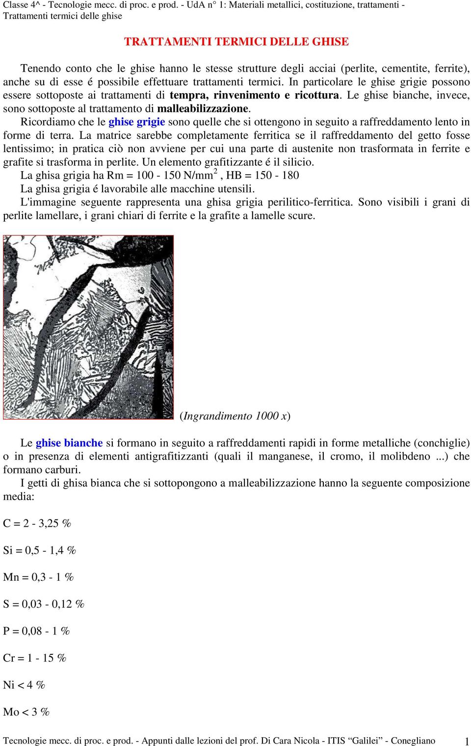 Ricordiamo che le ghise grigie sono quelle che si ottengono in seguito a raffreddamento lento in forme di terra.