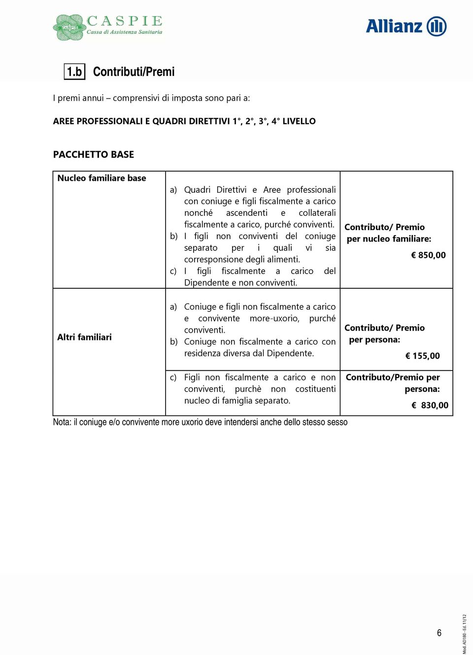 b) I figli non conviventi del coniuge separato per i quali vi sia corresponsione degli alimenti. c) I figli fiscalmente a carico del Dipendente e non conviventi.