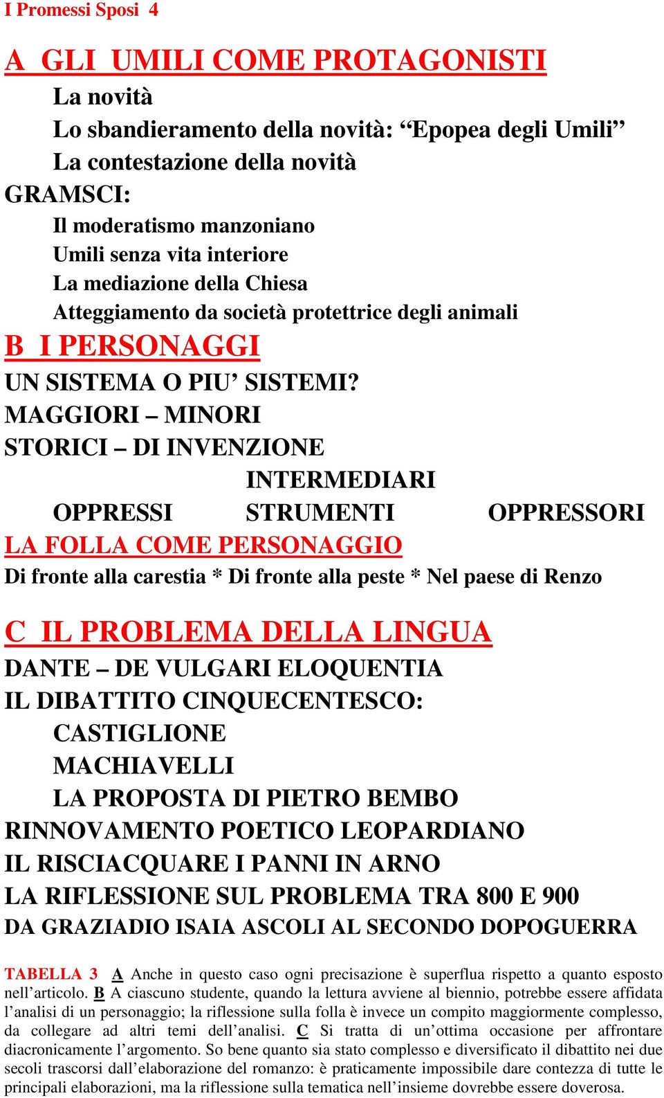 MAGGIORI MINORI STORICI DI INVENZIONE INTERMEDIARI OPPRESSI STRUMENTI OPPRESSORI LA FOLLA COME PERSONAGGIO Di fronte alla carestia * Di fronte alla peste * Nel paese di Renzo C IL PROBLEMA DELLA