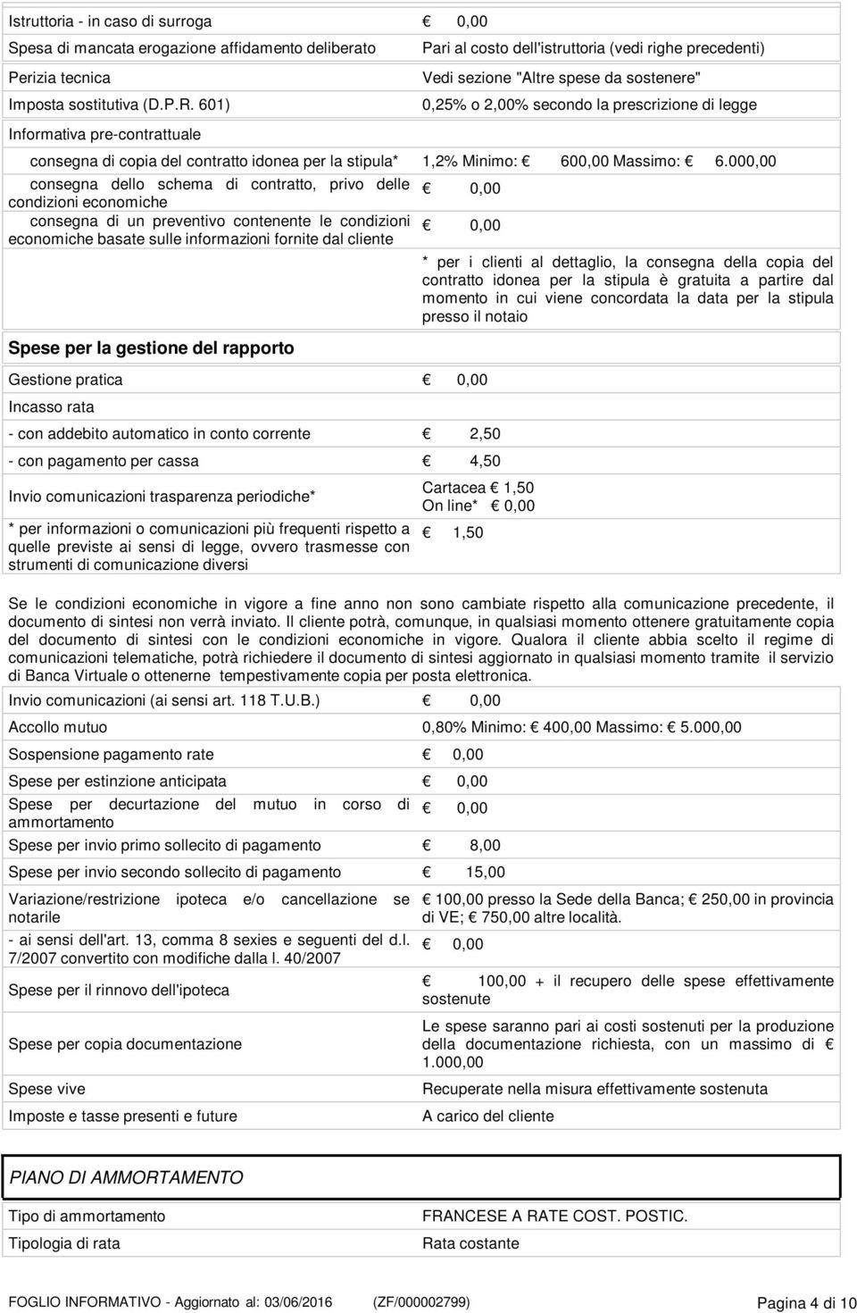 contratto idonea per la stipula* 1,2% Minimo: 600,00 Massimo: 6.