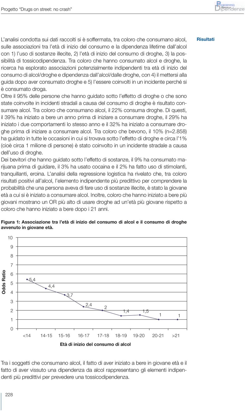 Tra coloro che hanno consumato alcol e droghe, la ricerca ha esplorato associazioni potenzialmente indipendenti tra età di inizio del consumo di alcol/droghe e dipendenza dall alcol/dalle droghe, con