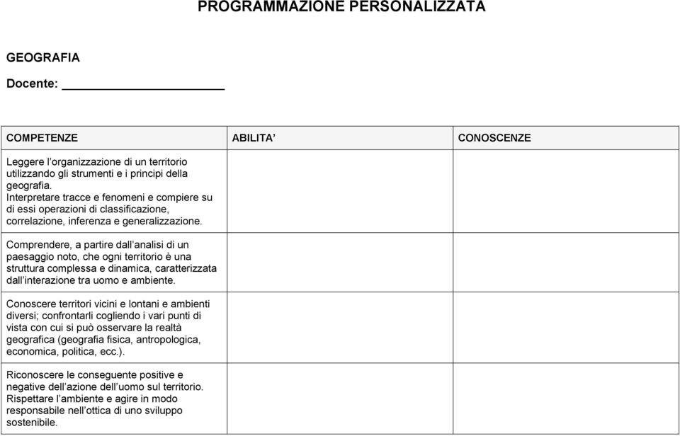 Comprendere, a partire dall analisi di un paesaggio noto, che ogni territorio è una struttura complessa e dinamica, caratterizzata dall interazione tra uomo e ambiente.