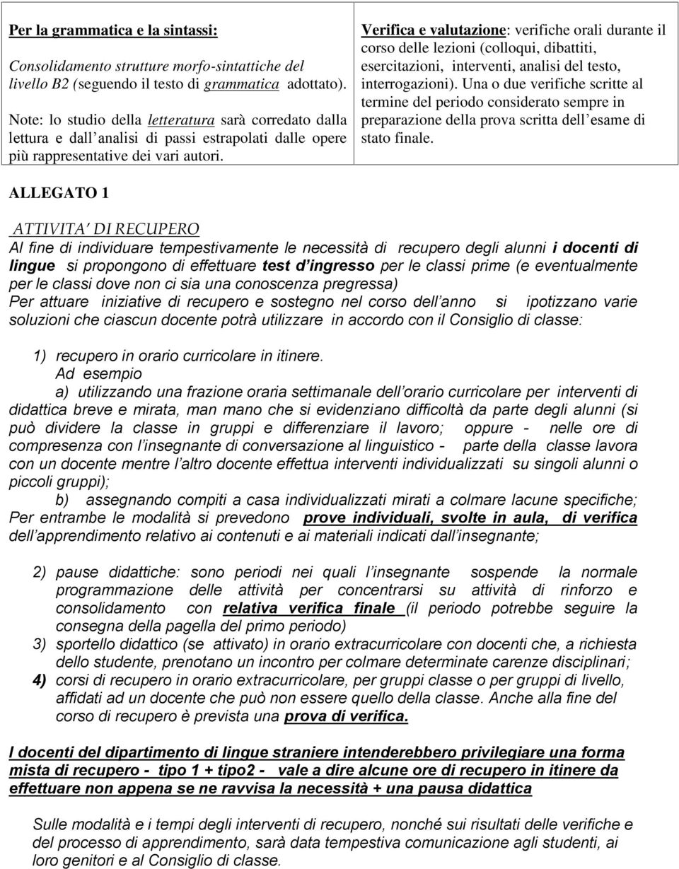 corso delle lezioni (colloqui, dibattiti, esercitazioni, interventi, analisi del testo, interrogazioni).