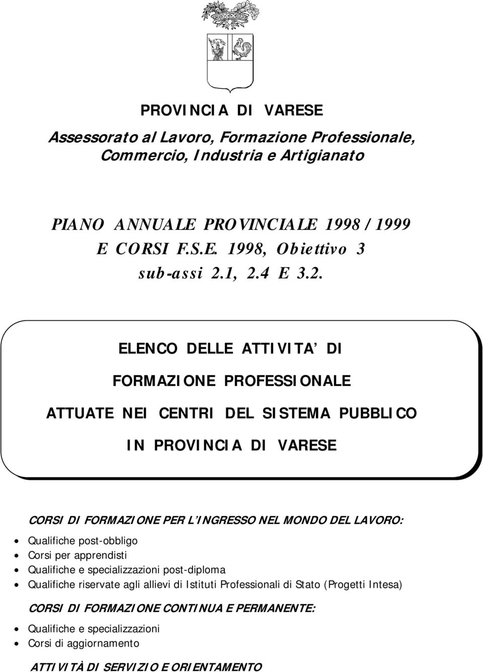 NEL MONDO DEL LAVORO: Qualifiche post-obbligo Corsi per apprendisti Qualifiche e specializzazioni post-diploma Qualifiche riservate agli allievi di Istituti