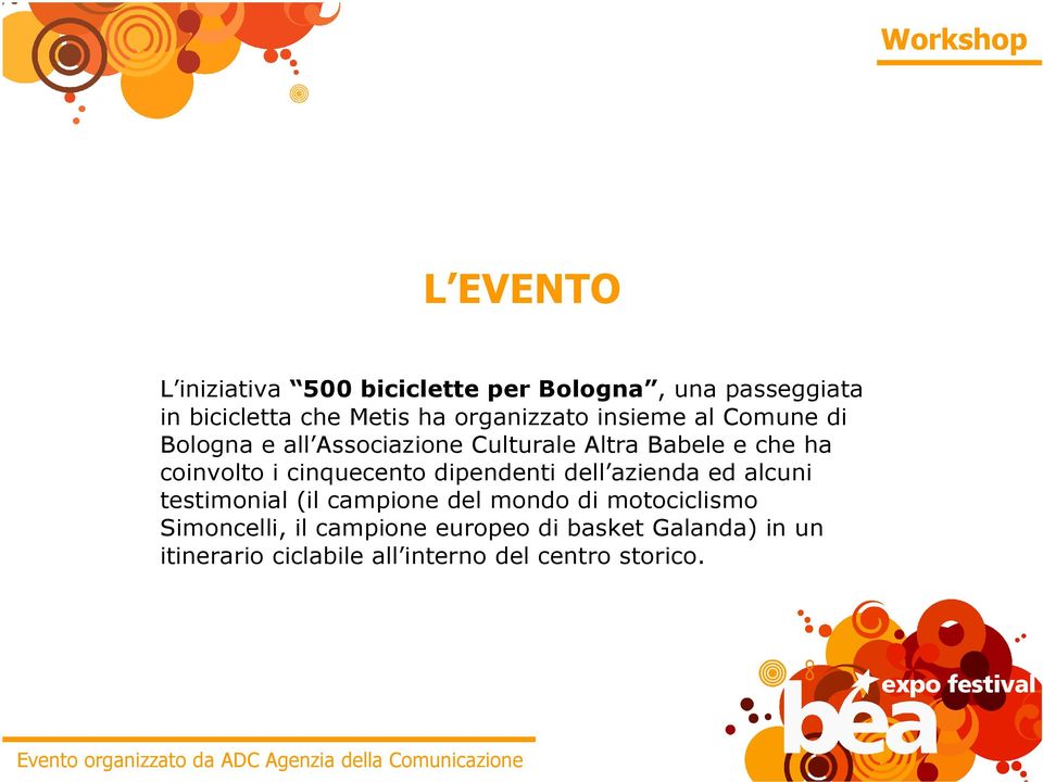 coinvolto i cinquecento dipendenti dell azienda ed alcuni testimonial (il campione del mondo di