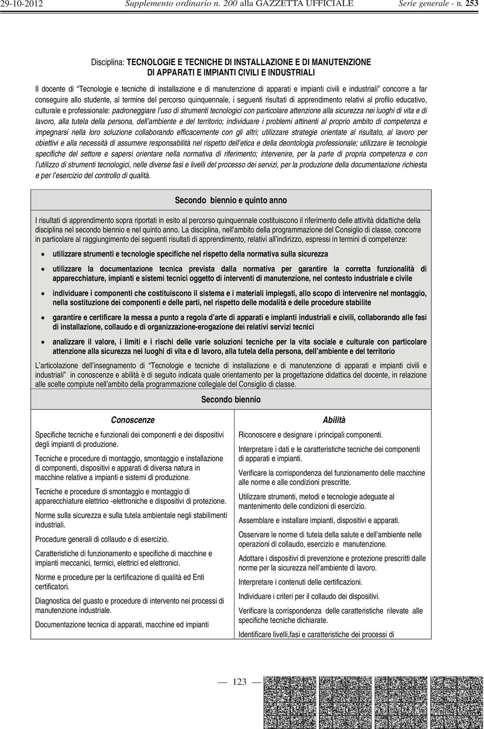 professionale: padroneggiare l uso di strumenti tecnologici con particolare attenzione alla sicurezza nei luoghi di vita e di lavoro, alla tutela della persona, dell ambiente e del territorio;