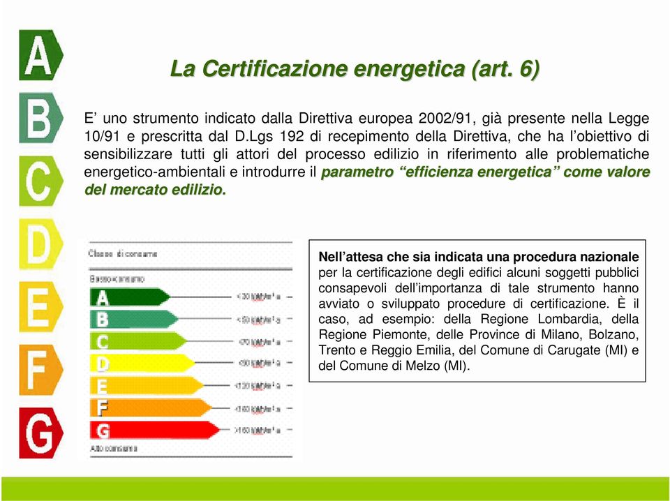 efficienza energetica come valore del mercato edilizio.