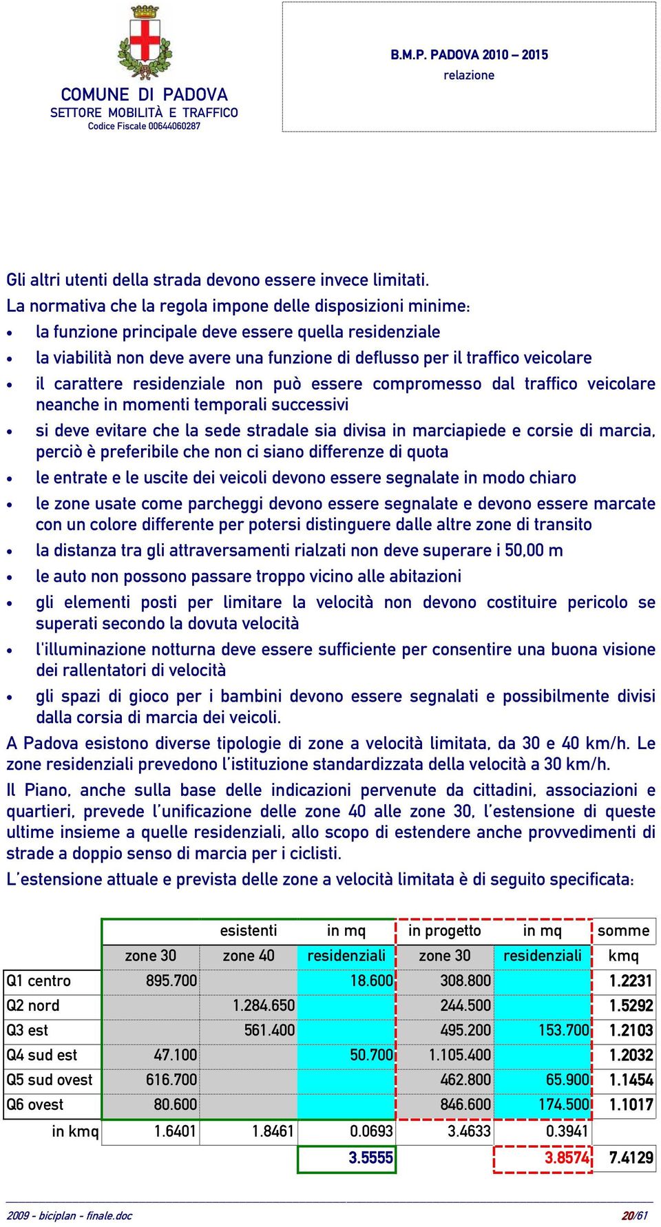 carattere residenziale non può essere compromesso dal traffico veicolare neanche in momenti temporali successivi si deve evitare che la sede stradale sia divisa in marciapiede e corsie di marcia,