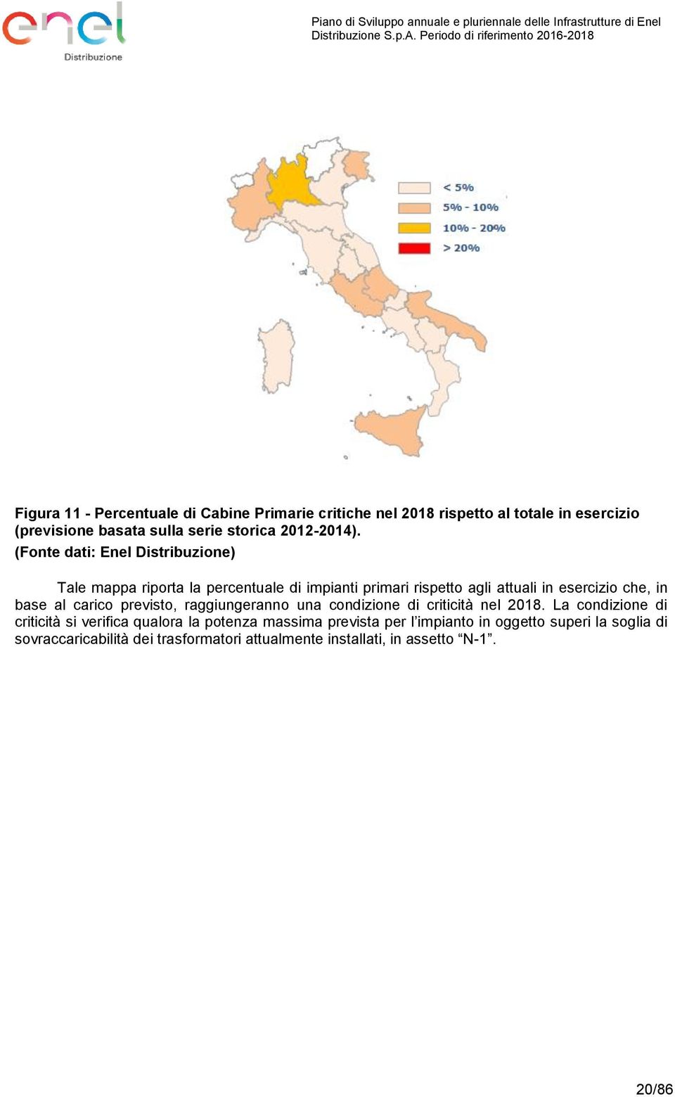 (Fonte dati: Enel Distribuzione) Tale mappa riporta la percentuale di impianti primari rispetto agli attuali in esercizio che, in base al