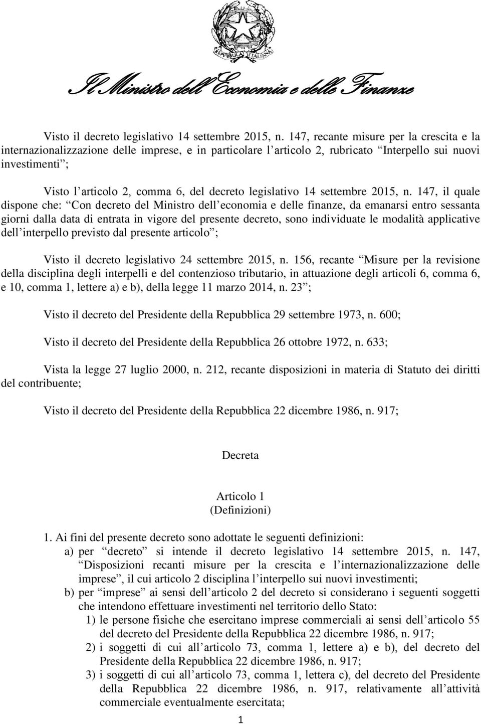 legislativo 14 settembre 2015, n.
