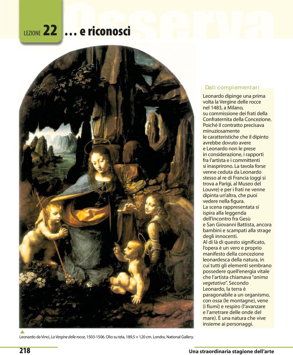 La tavola forse venne ceduta da Leonardo stesso al re di Francia (oggi si trova a Parigi, al Museo del Louvre) e per i frati ne venne dipinta un altra, che puoi vedere nella figura.