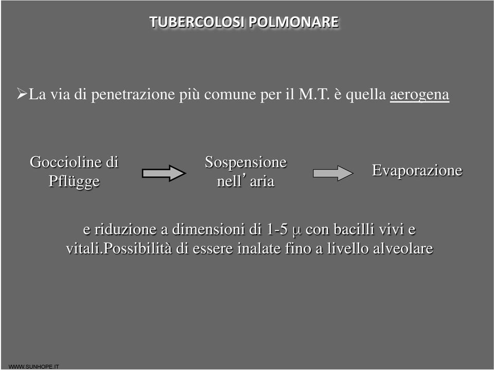 aria Evaporazione e riduzione a dimensioni di 1-5 μ con