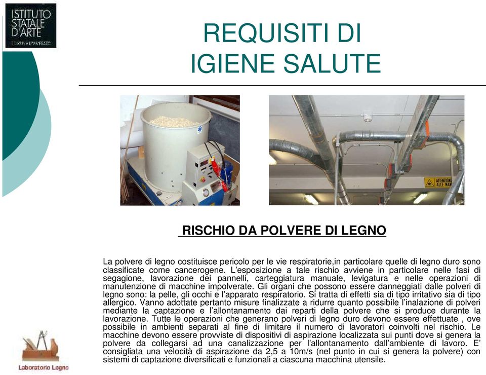 Gli organi che possono essere danneggiati dalle polveri di legno sono: la pelle, gli occhi e l apparato respiratorio. Si tratta di effetti sia di tipo irritativo sia di tipo allergico.