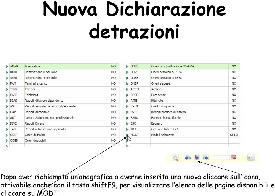 icona, attivabile anche con il tasto shiftf9, per