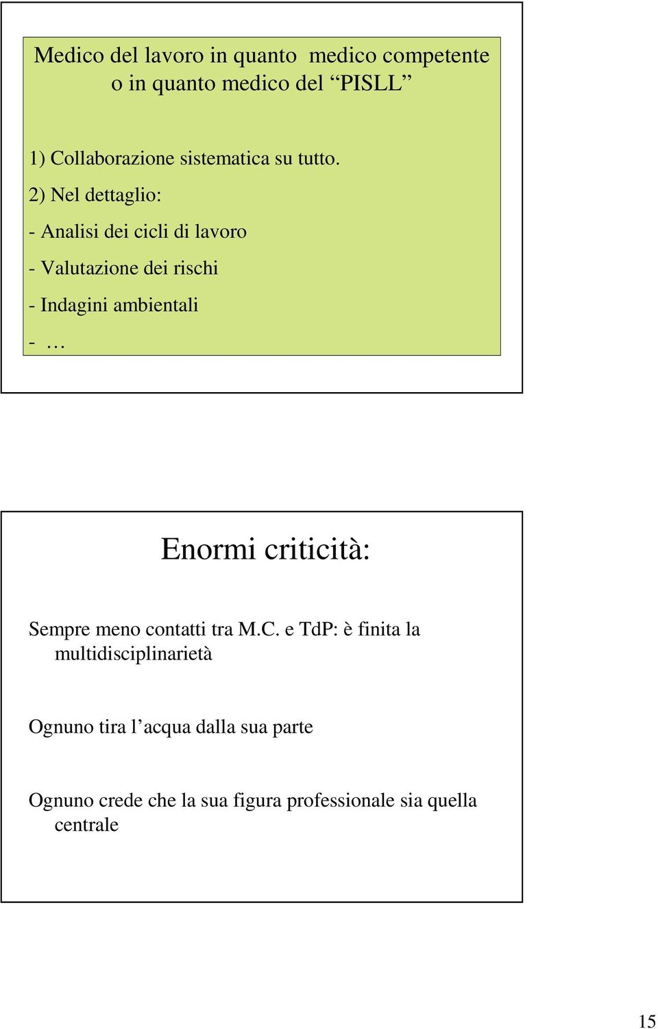 2) Nel dettaglio: - Analisi dei cicli di lavoro - Valutazione dei rischi - Indagini ambientali -