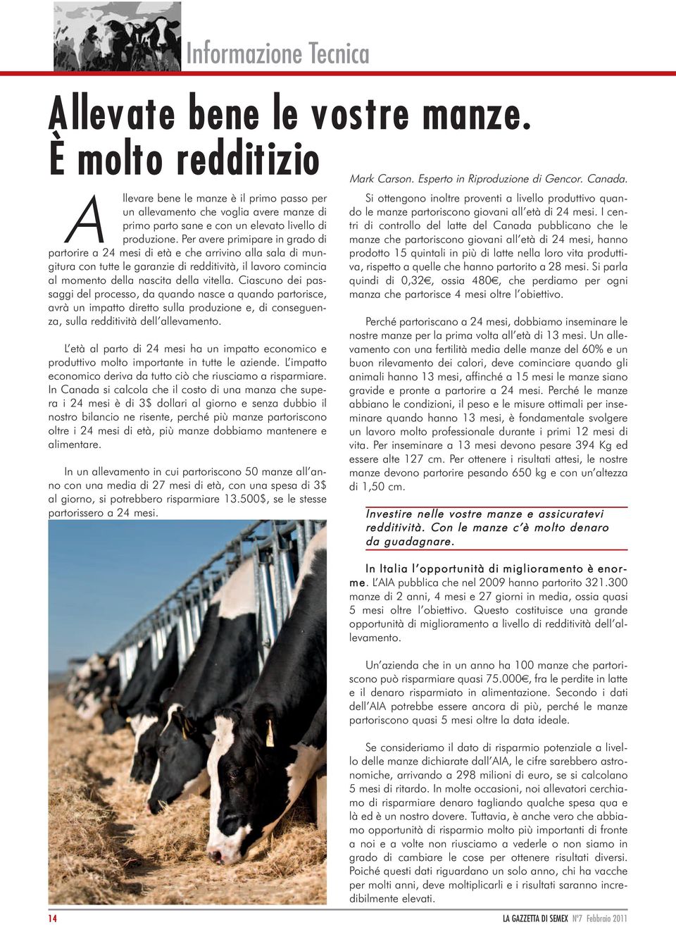 Per avere primipare in grado di partorire a 24 mesi di età e che arrivino alla sala di mungitura con tutte le garanzie di redditività, il lavoro comincia al momento della nascita della vitella.