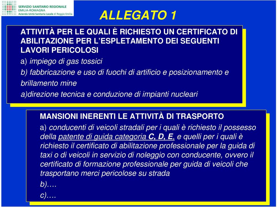 impti nuclri nuclri MANSIONI MANSIONI INERENTI INERENTI LE LE ATTIVITÀ ATTIVITÀ TRASPORTO TRASPORTO ) ) cnducnti cnducnti vicli vicli strdli strdli pr pr i i quli quli è è richist richist pssss pssss