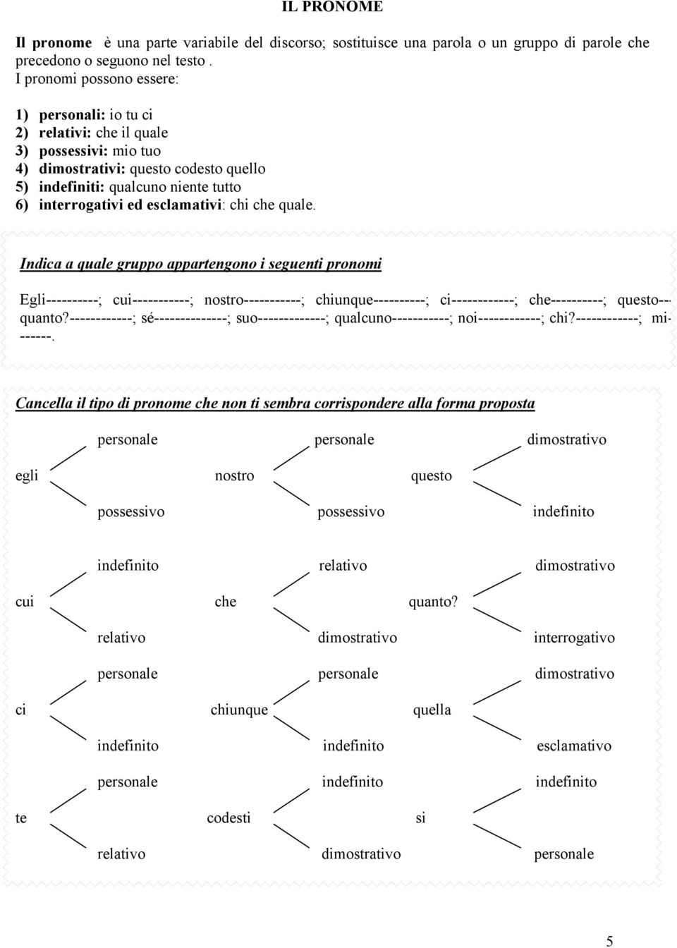 esclamativi: chi che quale.