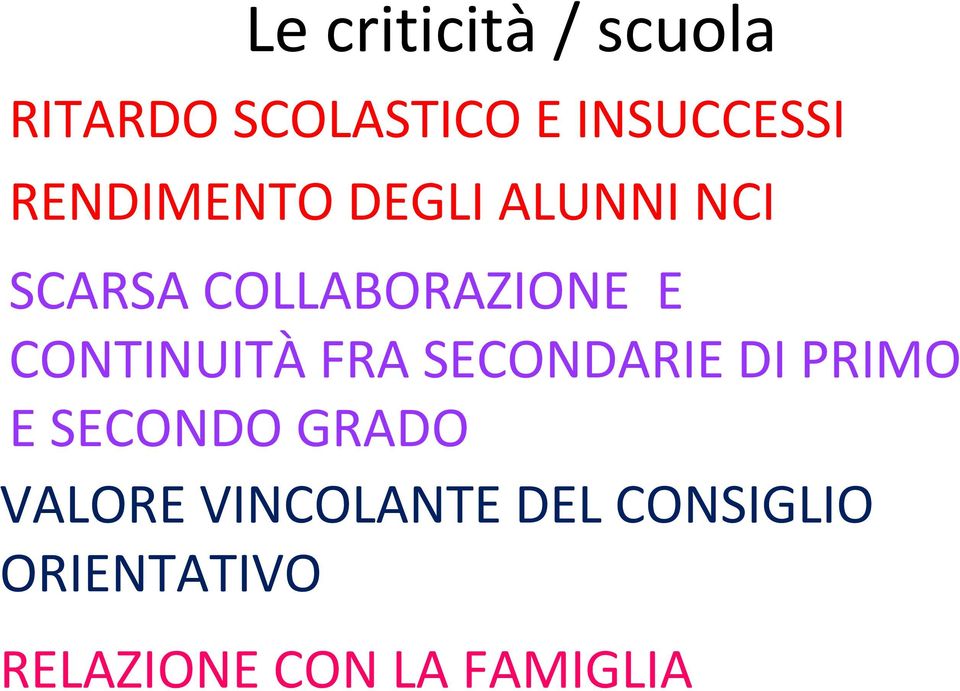 CONTINUITÀFRA SECONDARIE DI PRIMO E SECONDO GRADO