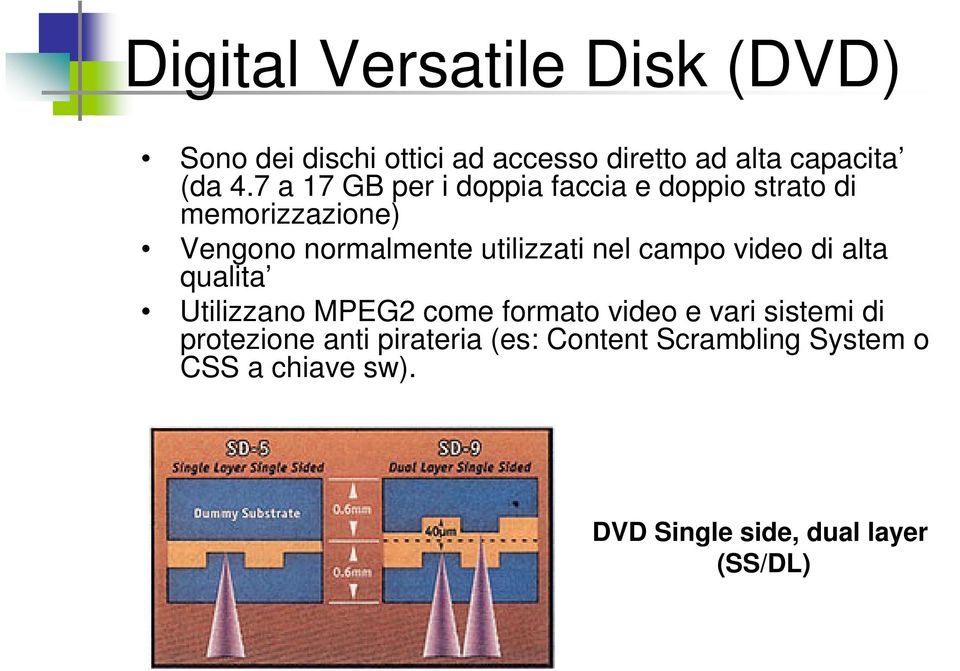 nel campo video di alta qualita Utilizzano MPEG2 come formato video e vari sistemi di protezione