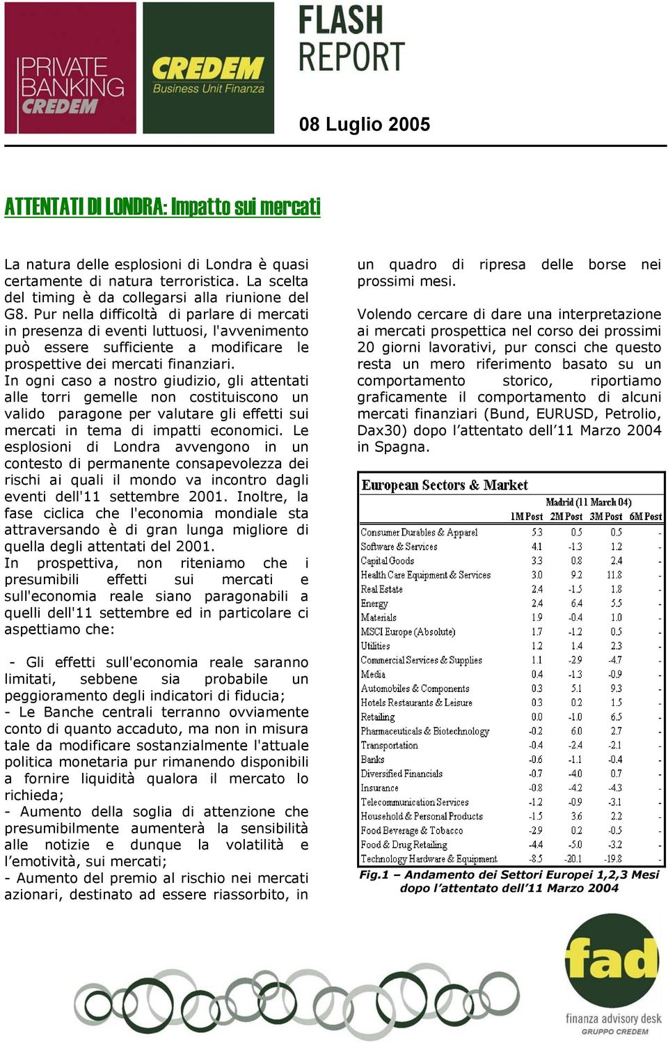 In ogni caso a nostro giudizio, gli attentati alle torri gemelle non costituiscono un valido paragone per valutare gli effetti sui mercati in tema di impatti economici.