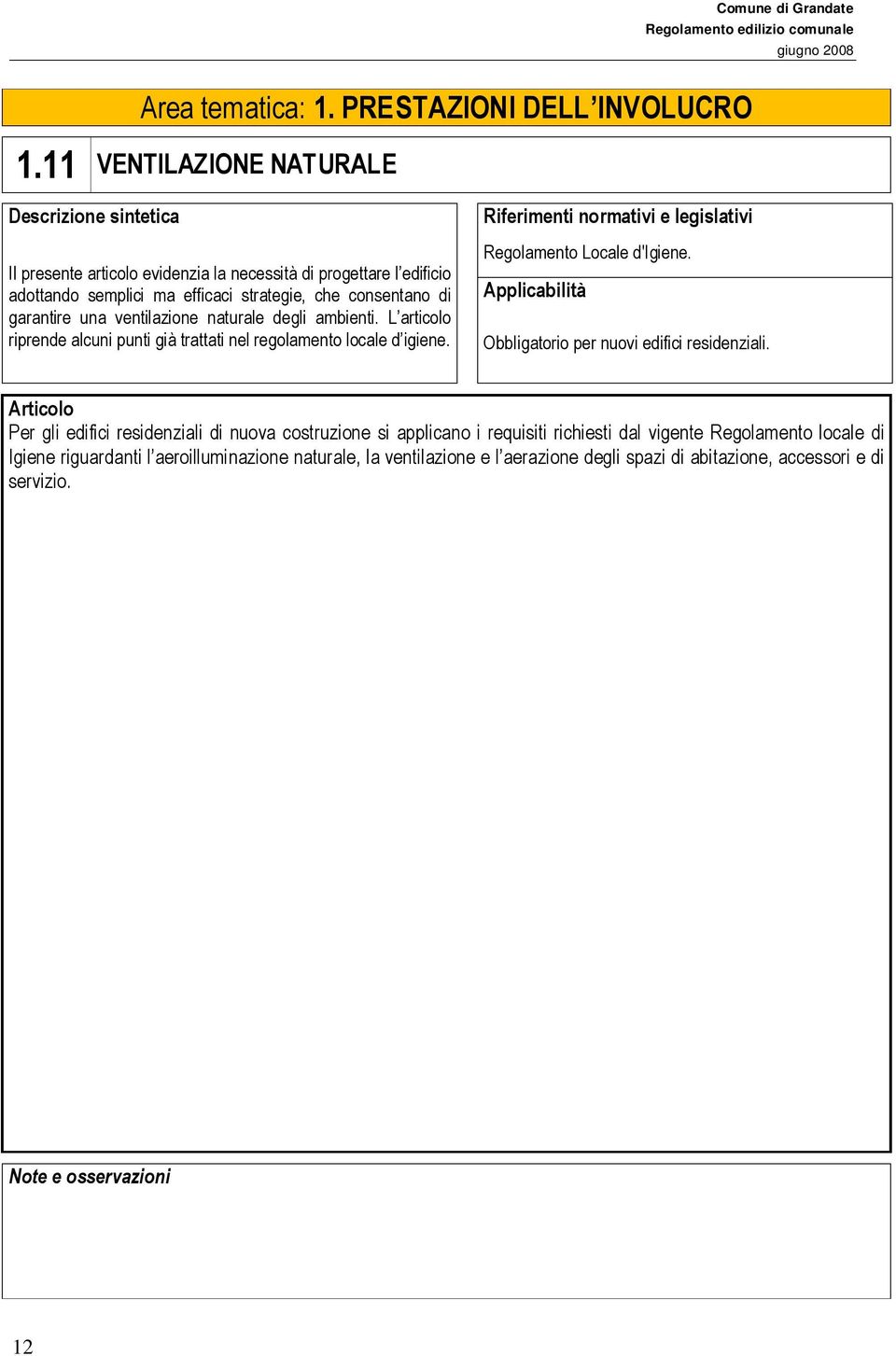 una ventilazione naturale degli ambienti. L articolo riprende alcuni punti già trattati nel regolamento locale d igiene. Regolamento Locale d'igiene.