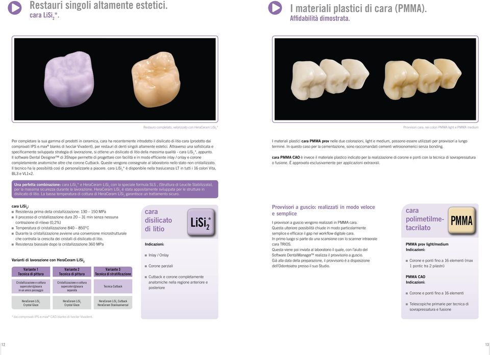 disilicato di litio cara (prodotto dai comprovati IPS e.max blanks di Ivoclar Vivadent), per restauri di denti singoli altamente estetici.