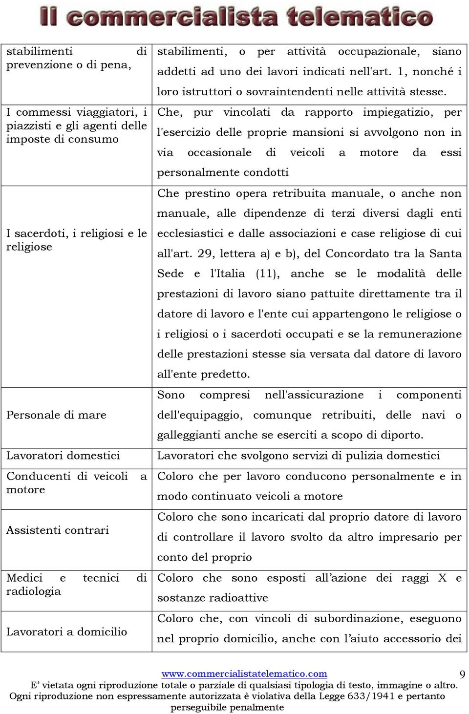 1, nonché i loro istruttori o sovraintendenti nelle attività stesse.