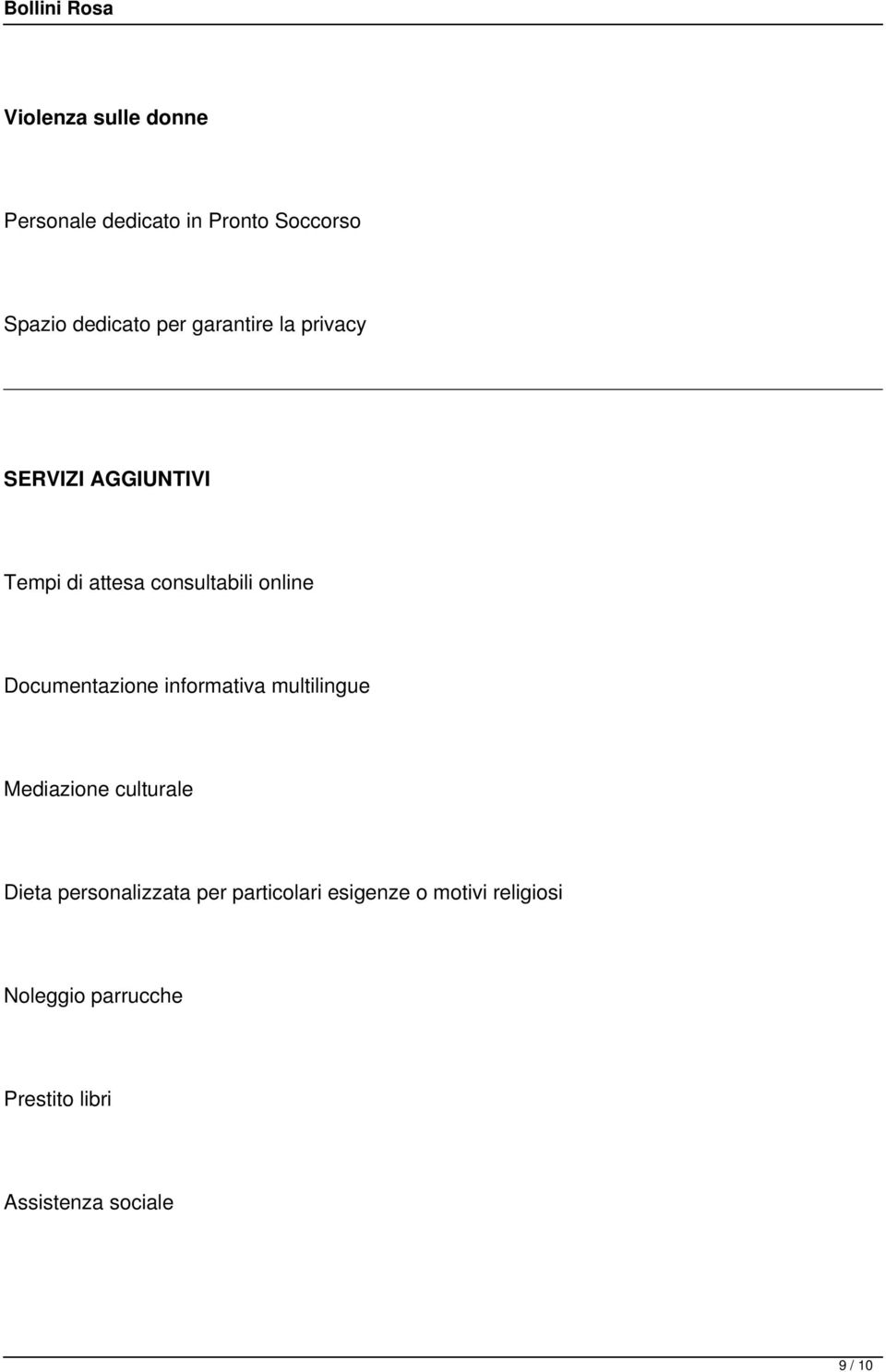 Documentazione informativa multilingue Mediazione culturale Dieta personalizzata per