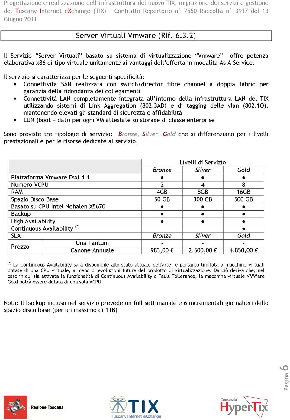 Il servizio si caratterizza per le seguenti specificità: Connettività SAN realizzata con switch/director fibre channel a doppia fabric per garanzia della ridondanza dei collegamenti Connettività LAN