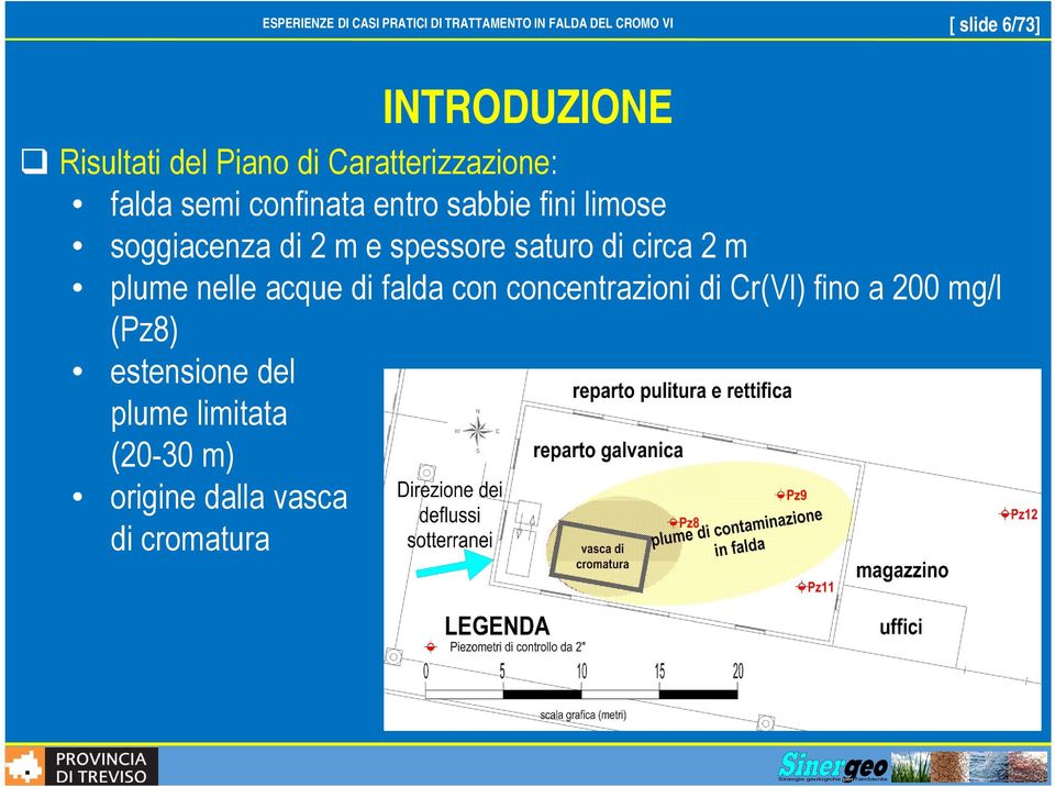 di circa 2 m plume nelle acque di falda con concentrazioni di Cr(VI) fino a