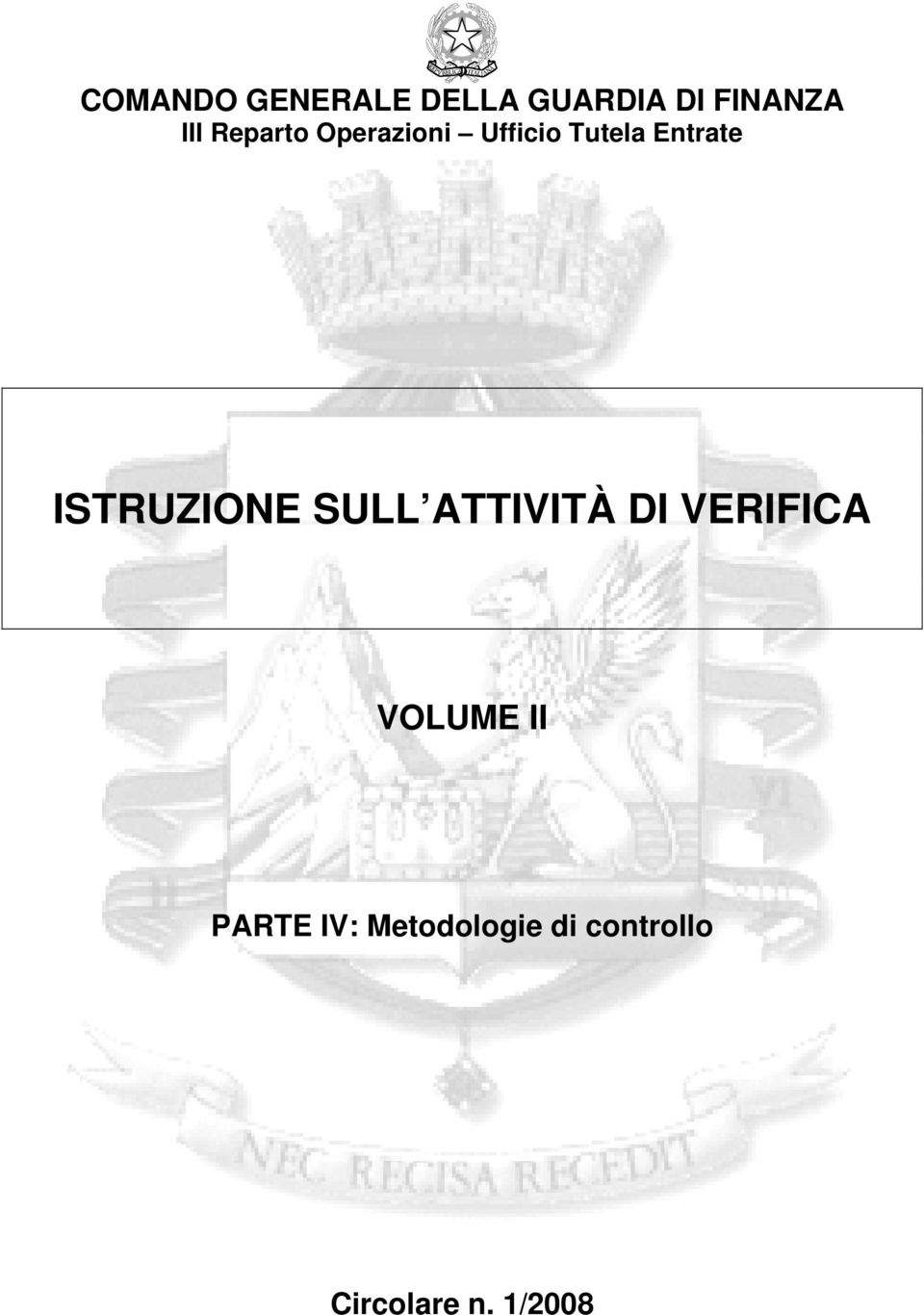 ISTRUZIONE SULL ATTIVITÀ DI VERIFICA VOLUME II