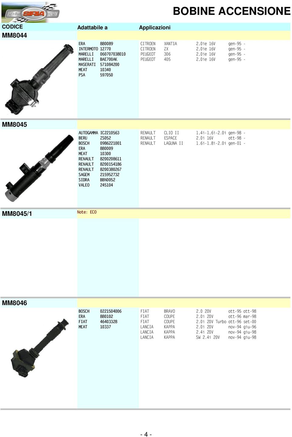 BBN0052 VALEO 245104 RENAULT CLIO II 1,4i-1,6i-2.0i gen-98 - RENAULT ESPACE 2.0i 16V ott-98 - RENAULT LAGUNA II 1.6i-1.8i-2.