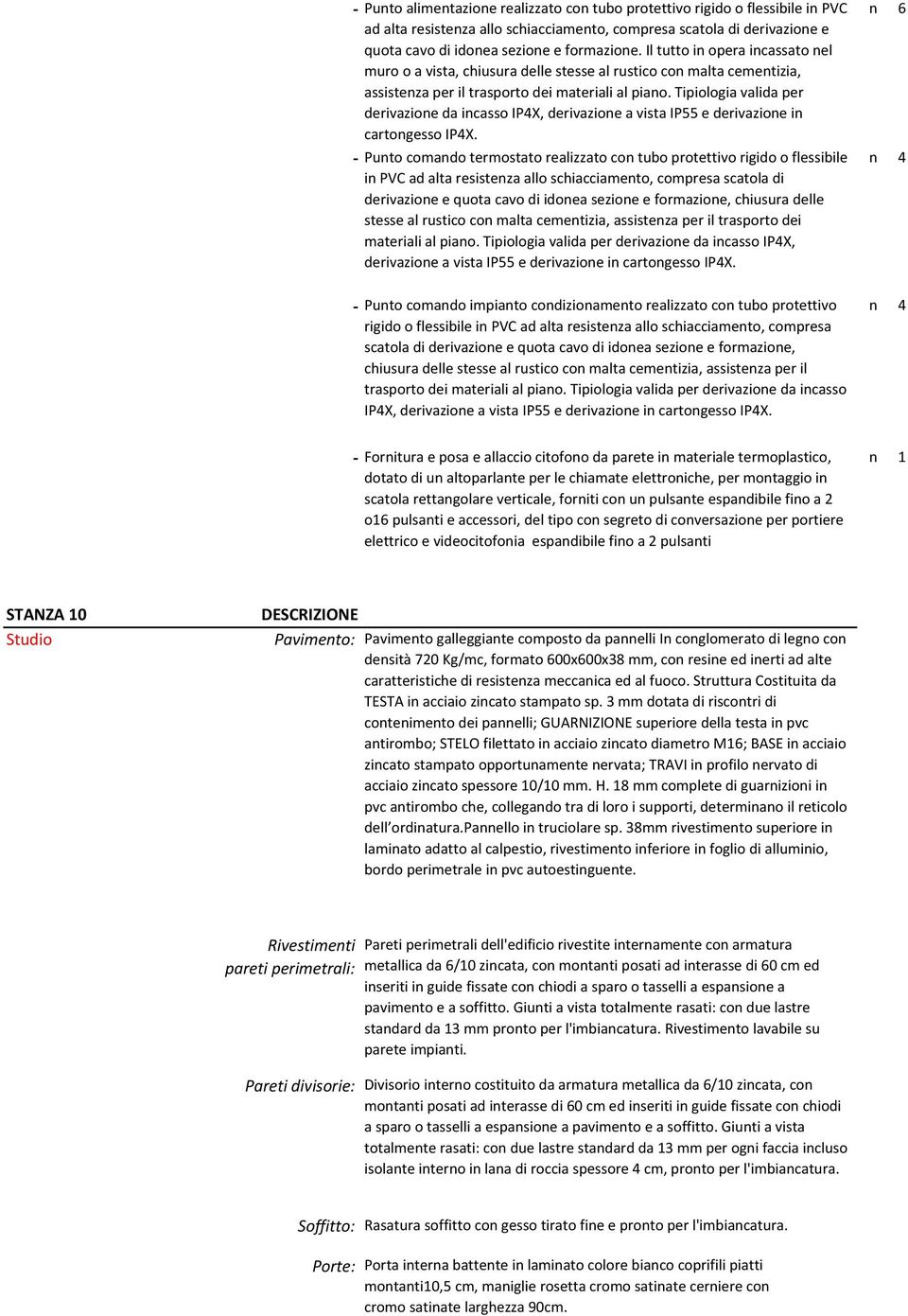 resistenza allo schiacciamento, compresa scatola di derivazione e quota cavo di idonea sezione e formazione, chiusura delle stesse al rustico con malta cementizia, assistenza per il trasporto dei