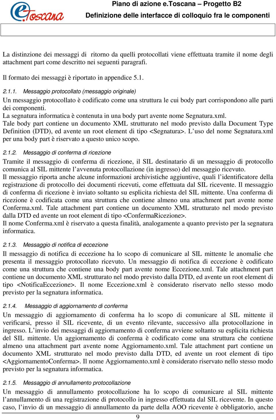 2.1.1. Messaggio protocollato (messaggio originale) Un messaggio protocollato è codificato come una struttura le cui body part corrispondono alle parti dei componenti.