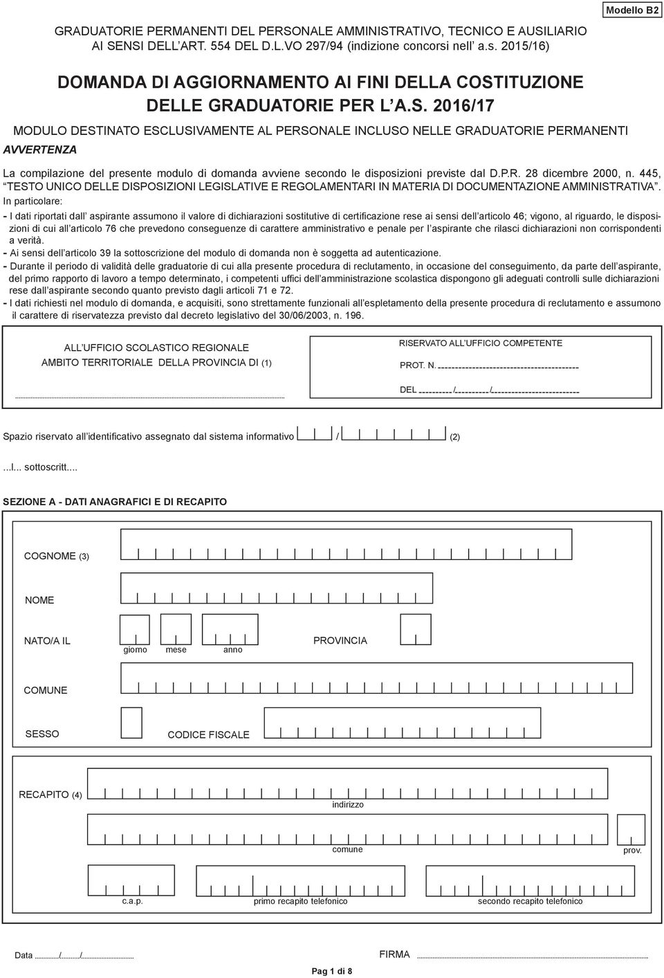 ITUZIONE DELLE GRADUATORIE PER L A.S.