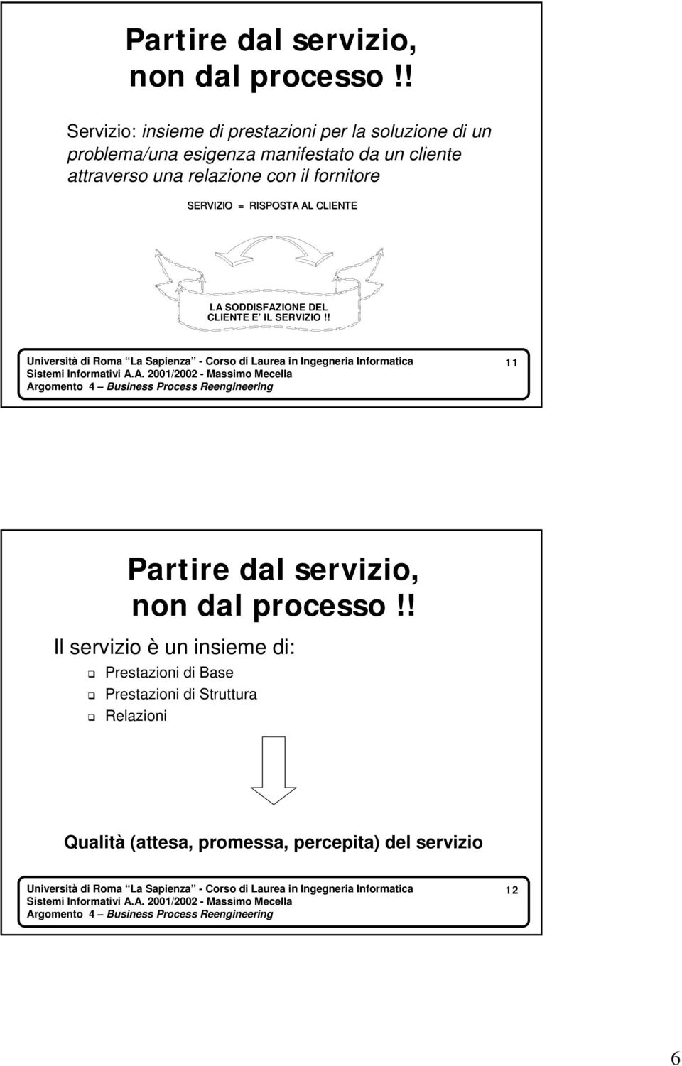 attraverso una relazione con il fornitore SERVIZIO = RISPOSTA AL CLIENTE LA SODDISFAZIONE DEL CLIENTE E IL