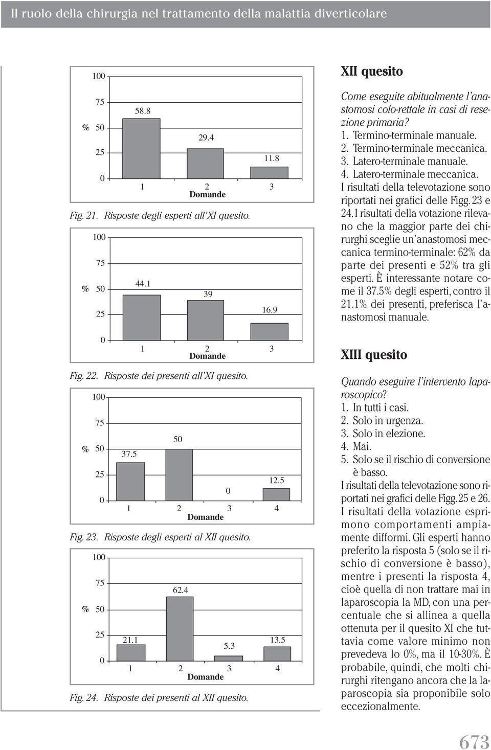 XII quesito Come eseguite abitualmente l anastomosi colo-rettale in casi di resezione primaria? 1. Termino-terminale manuale. 2. Termino-terminale meccanica. 3. Latero-terminale manuale. 4.