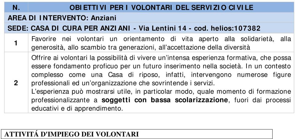 possibilità di vivere un intensa esperienza formativa, che possa essere fondamento proficuo per un futuro inserimento nella società.