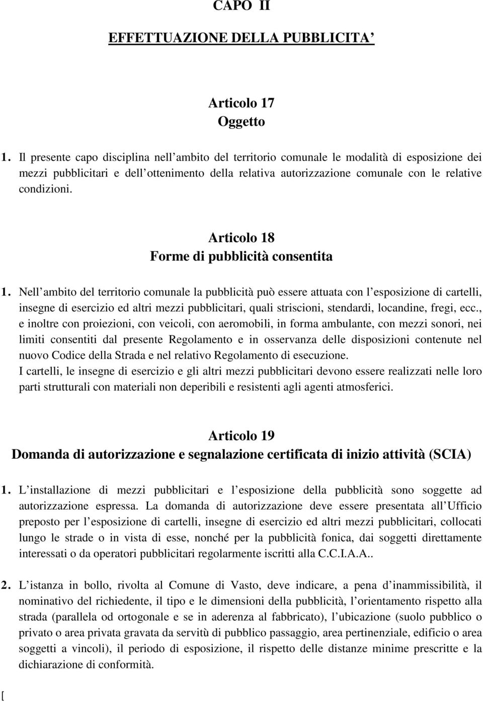 Articolo 18 Forme di pubblicità consentita 1.