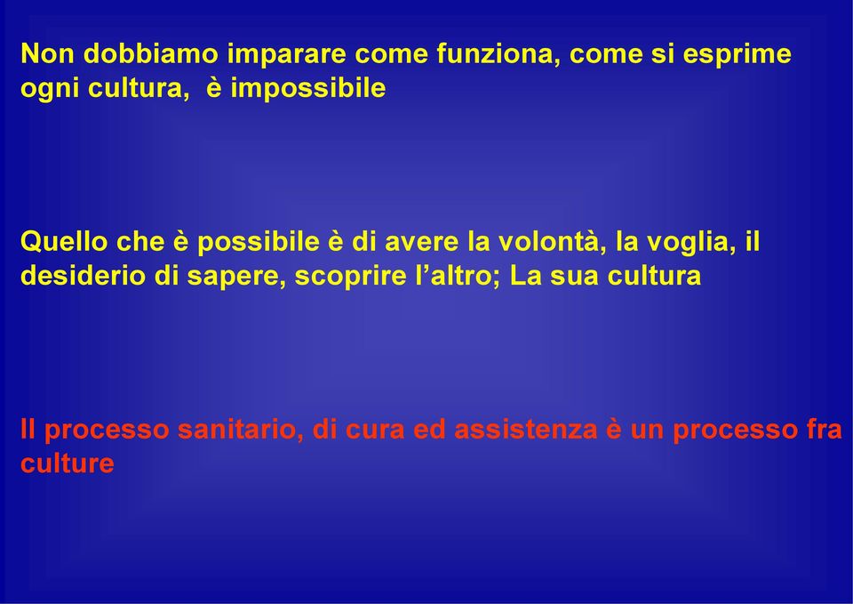 voglia, il desiderio di sapere, scoprire l altro; La sua cultura