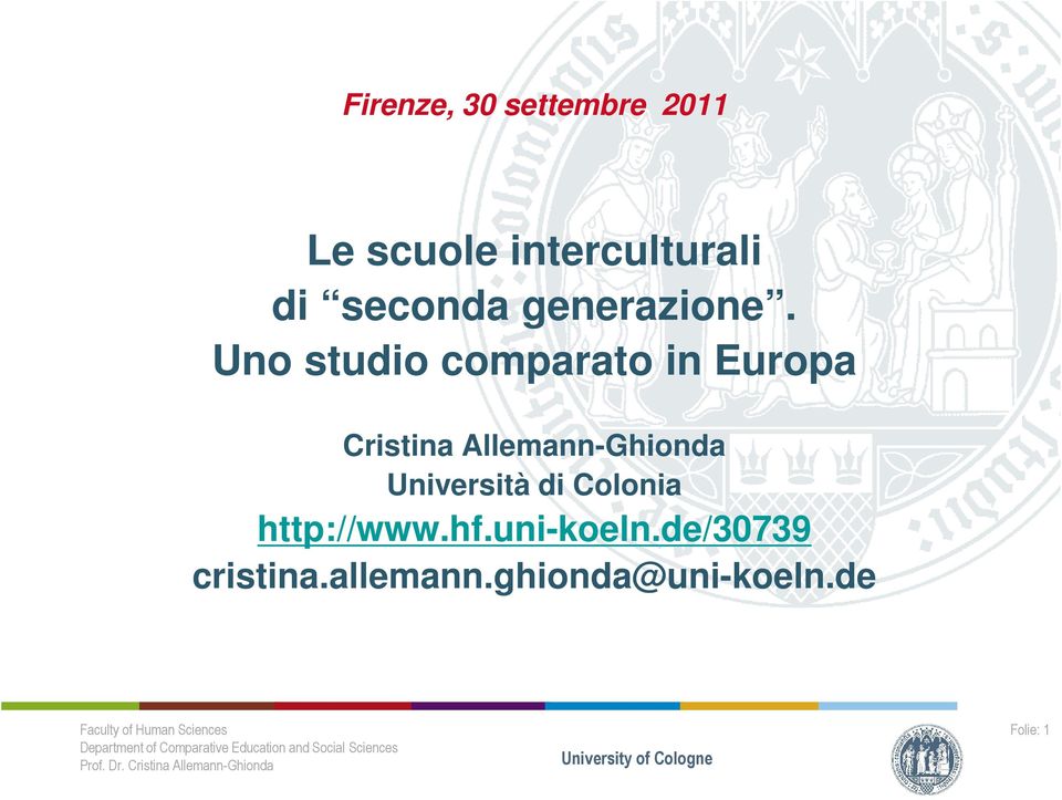 Uno studio comparato in Europa Cristina Allemann-Ghionda