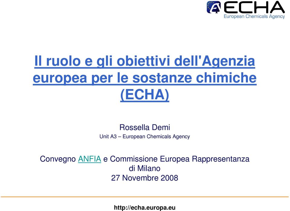 European Chemicals Agency Convegno ANFIA e