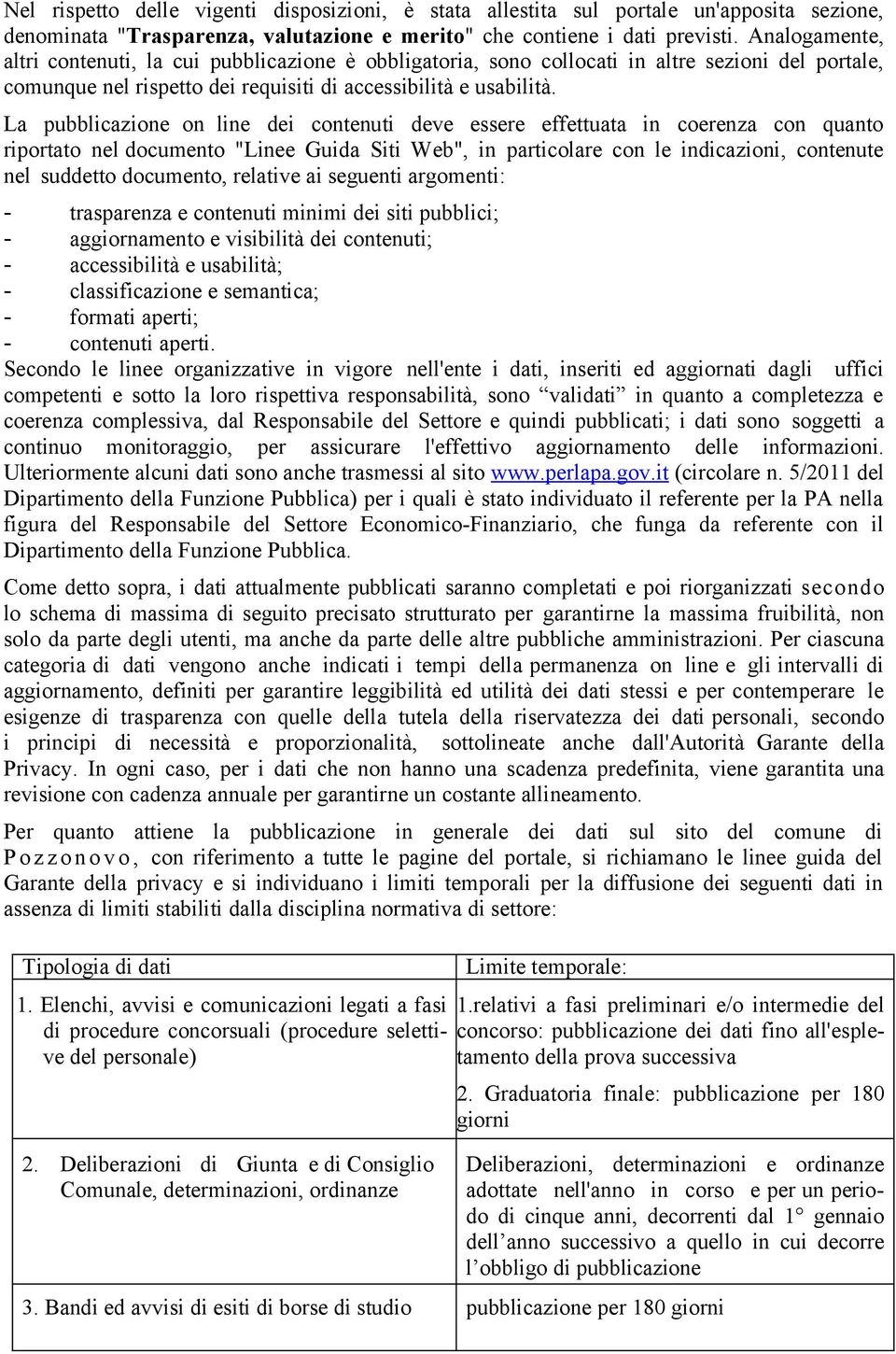 La pubblicazione on line dei contenuti deve essere effettuata in coerenza con quanto riportato nel documento "Linee Guida Siti Web", in particolare con le indicazioni, contenute nel suddetto