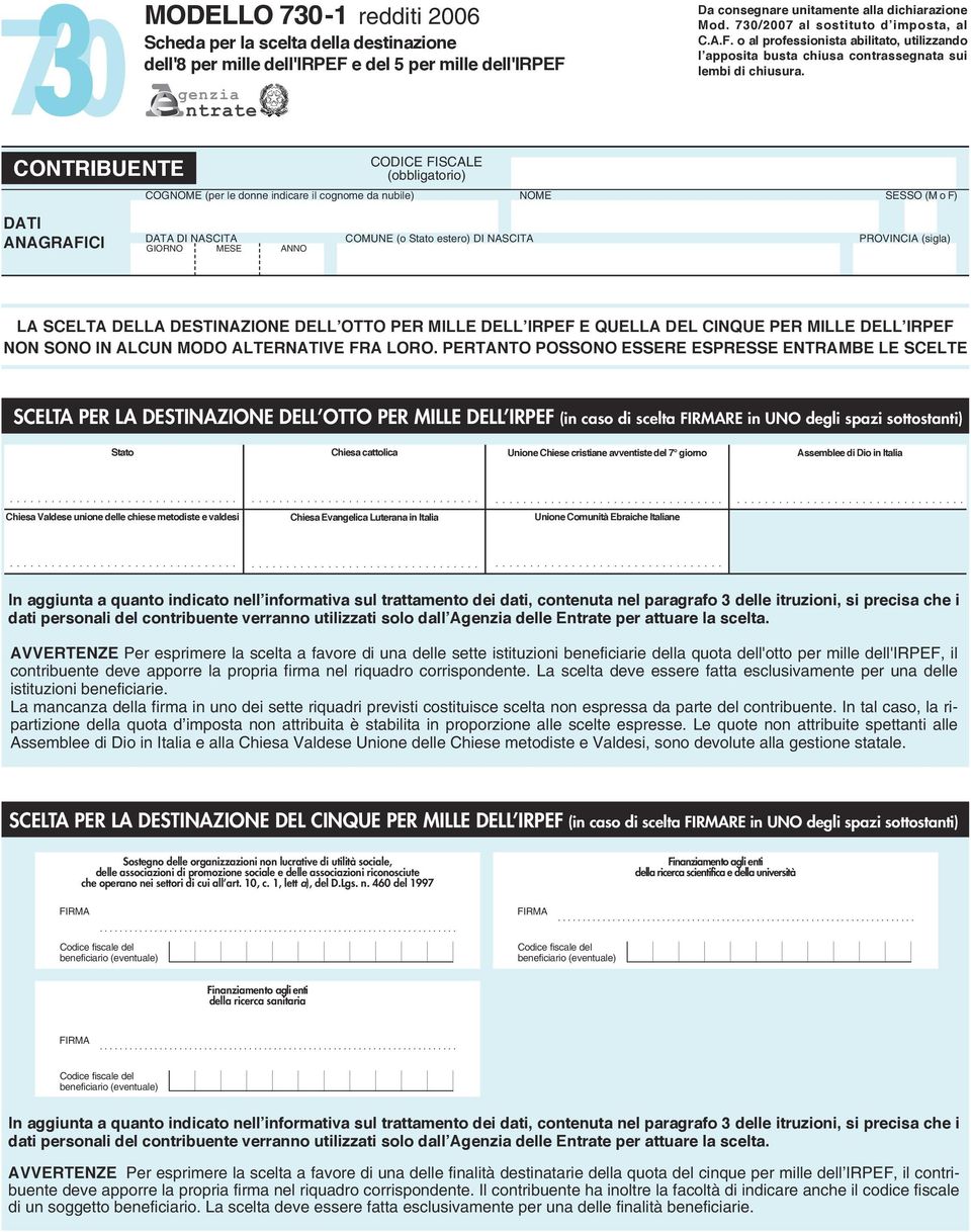 CONTRIBUENTE DATI ANAGRAFICI (obbligatorio) COGNOME (per le donne indicare il cognome da nubile) NOME SESSO (M o F) DATA DI NASCITA (o Stato estero) DI NASCITA PROVINCIA (sigla) GIORNO MESE ANNO LA