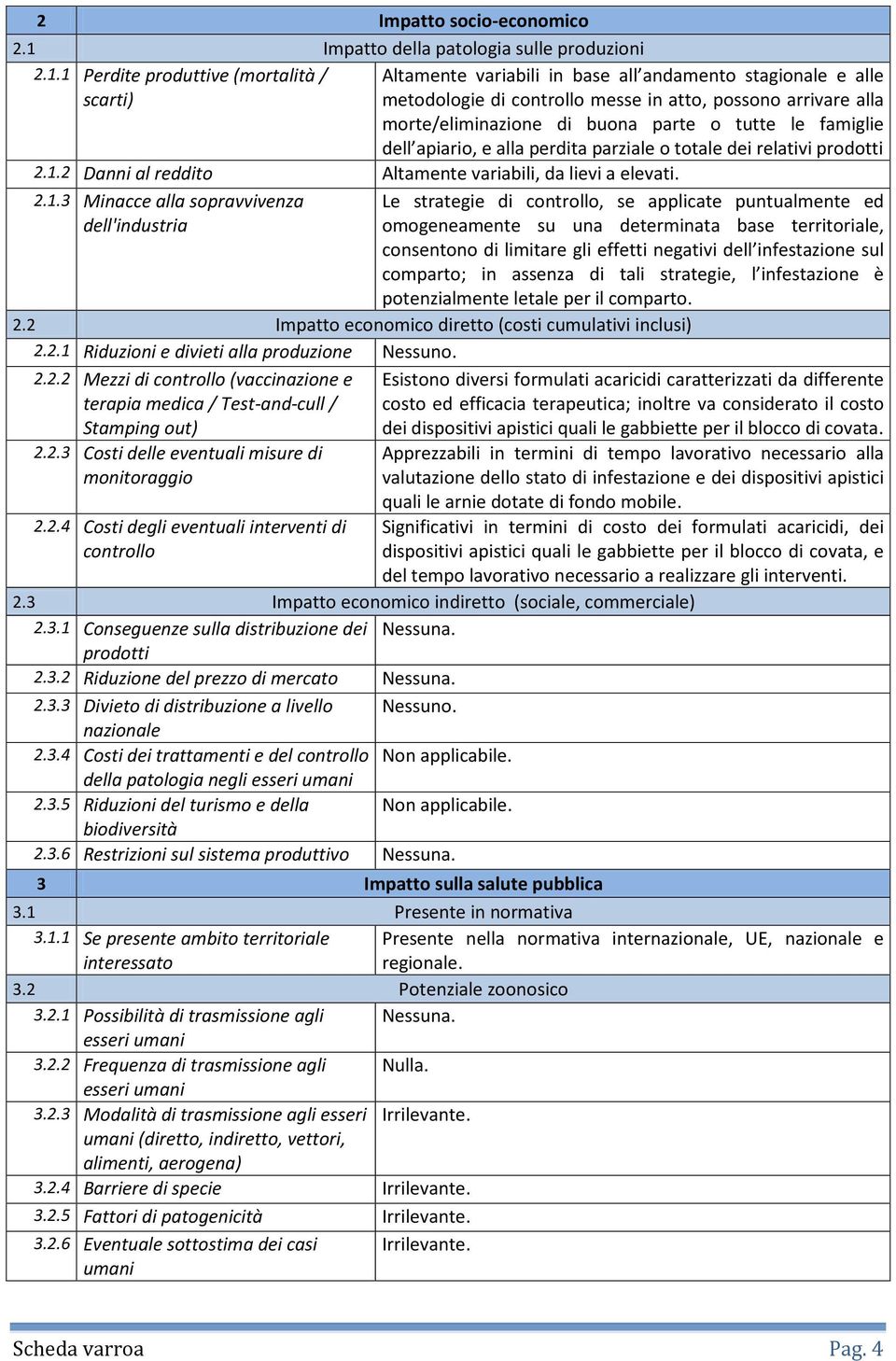 1 Perdite produttive (mortalità / Altamente variabili in base all andamento stagionale e alle scarti) metodologie di controllo messe in atto, possono arrivare alla morte/eliminazione di buona parte o