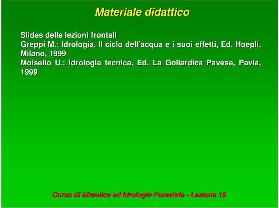 Il ciclo dell acqua e i suoi effetti, Ed.