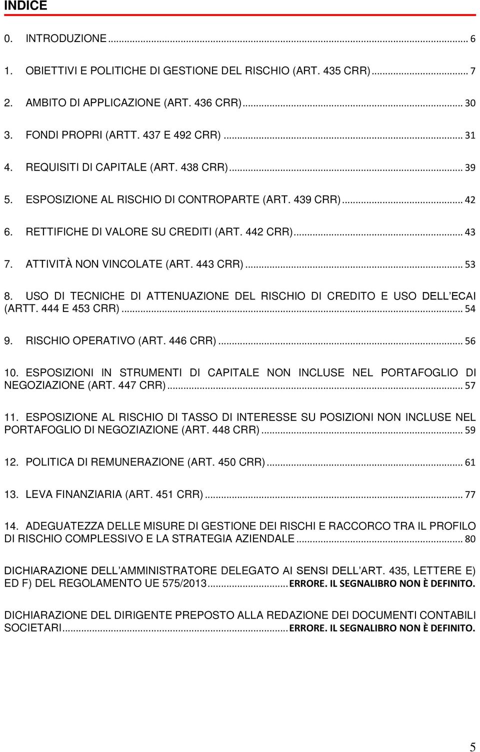 443 CRR)... 53 8. USO DI TECNICHE DI ATTENUAZIONE DEL RISCHIO DI CREDITO E USO DELL ECAI (ARTT. 444 E 453 CRR)... 54 9. RISCHIO OPERATIVO (ART. 446 CRR)... 56 10.