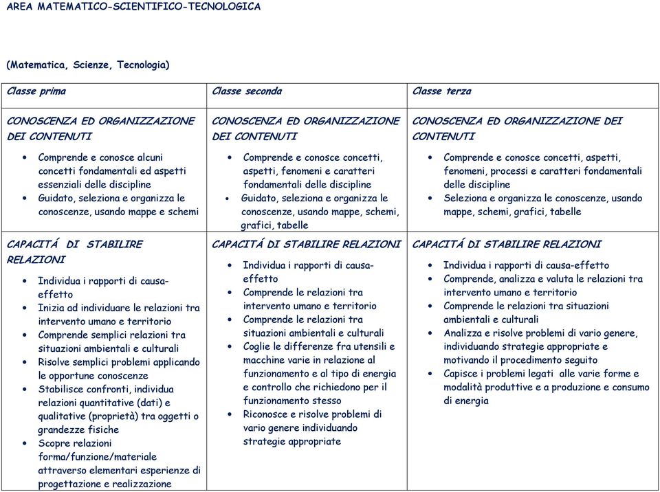 individuare le relazioni tra intervento umano e territorio Comprende semplici relazioni tra situazioni ambientali e culturali Risolve semplici problemi applicando le opportune conoscenze Stabilisce