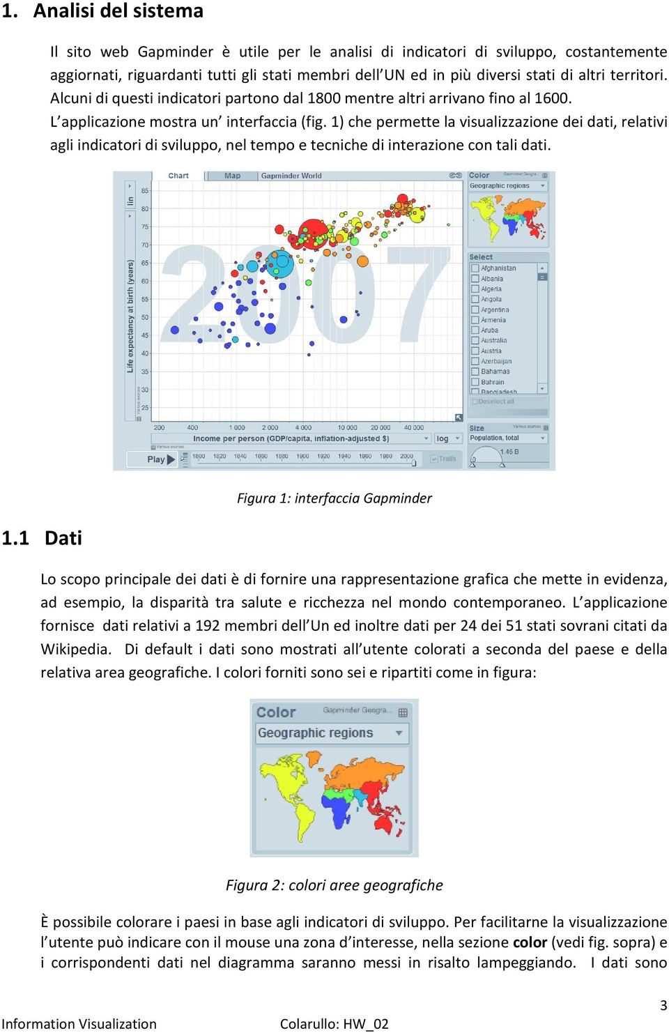 1) che permette la visualizzazione dei dati, relativi agli indicatori di sviluppo, nel tempo e tecniche di interazione con tali dati. 1.